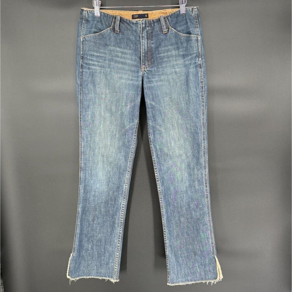 Vintage J. Crew Women's Low-Rise Straight Leg Jeans Size 6 Med Wash Raw Hem
